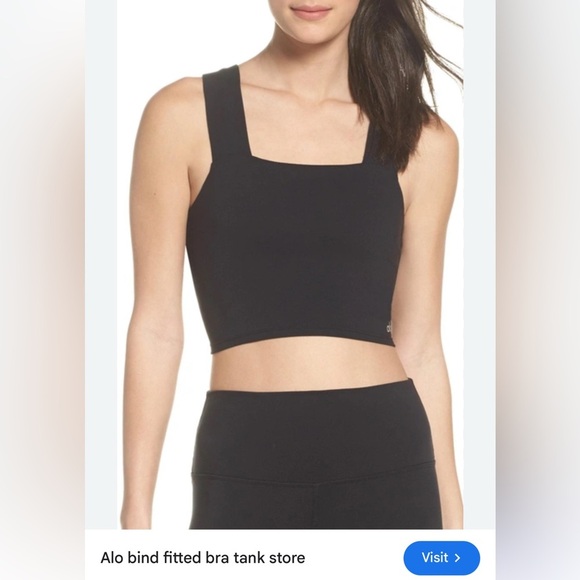 ALO Yoga square neck sports bra cropped athletic athleisure tank grey size XS - Picture 2 of 7